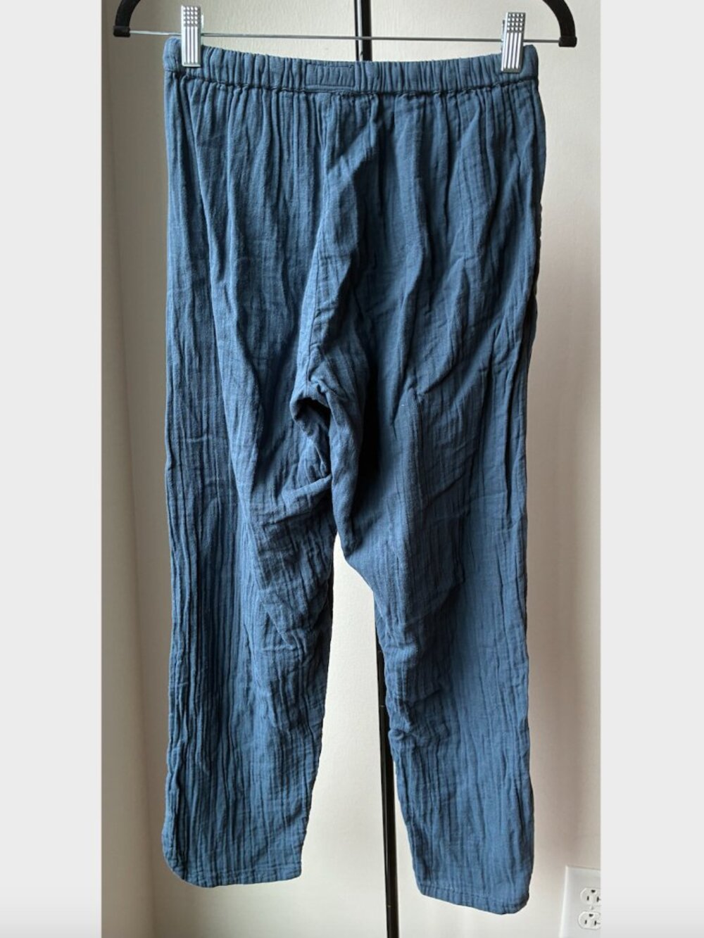 Pact Blue-Gray Cotton Tapered Drawstring Pants - Size S - Picture 3 of 8